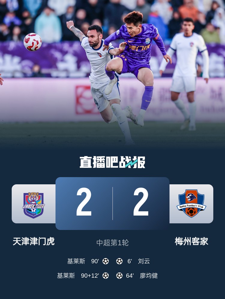 和風(fēng)勁吹！今日下午中超4場比賽全部以平局收場